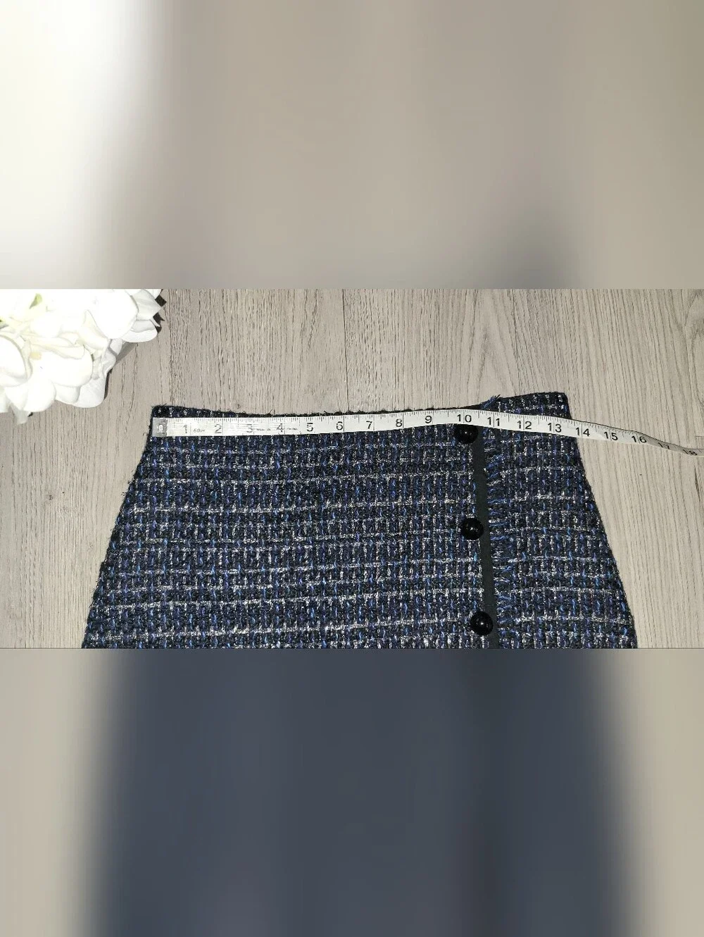 Veronica Beard Mirabelle Mini Skirt Navy, Silver, Black Tweed & Fringe Hem, 4